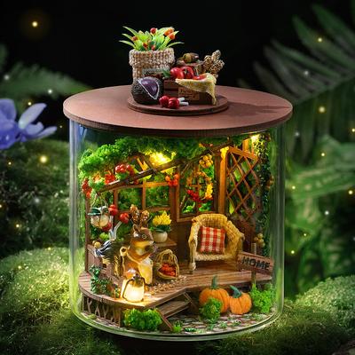 Traumflaschen-Modellbausatz DIY Mini-Puppenhaus Handgemachtes 3D-Puzzle Montagespielzeug Zuhause Kreatives Zimmer Schlafzimmer Dekoration mit Möbeln