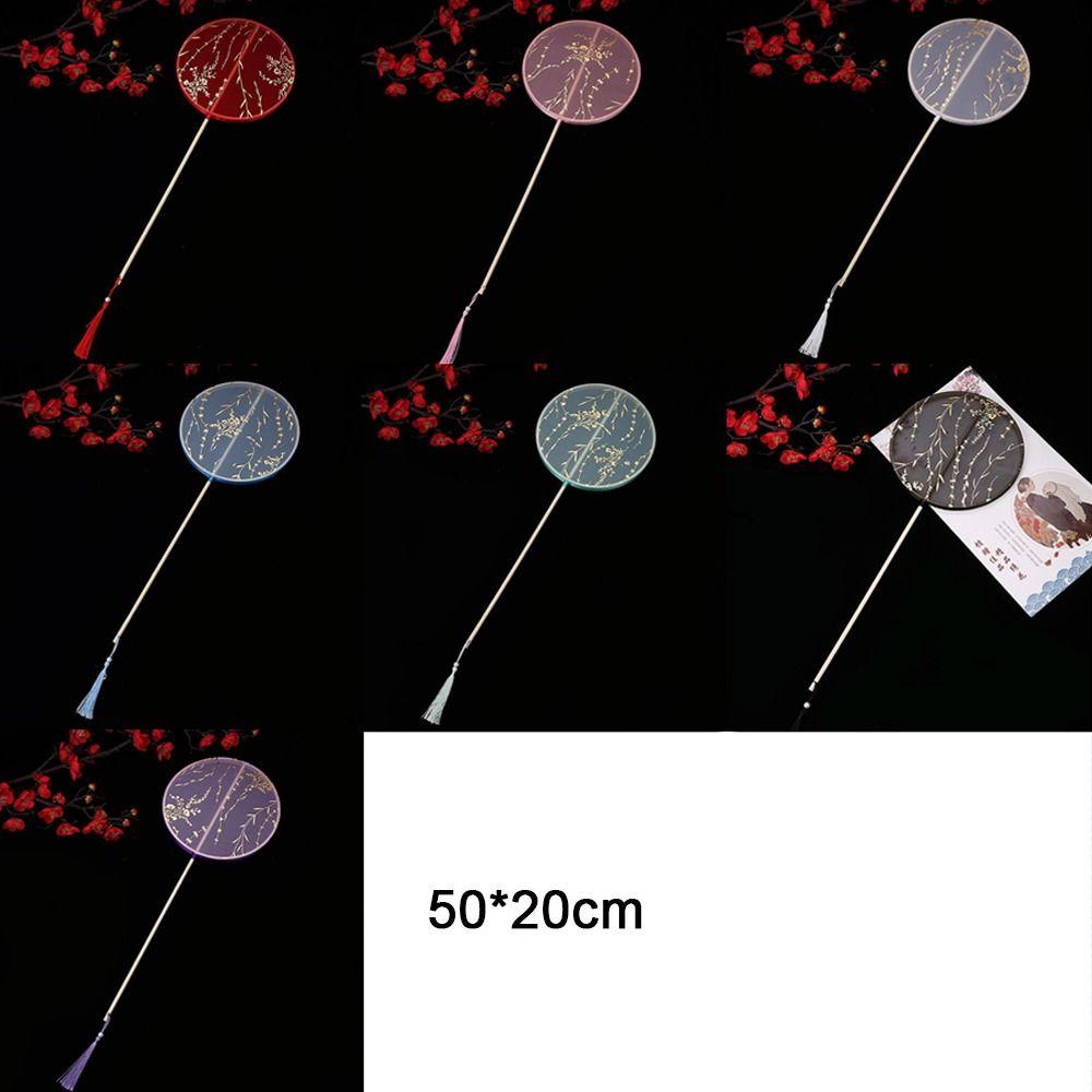 Long Handle Embroidery Fan Chinese Style Silk Fan Ancient Tuan Fan  Photography Prop