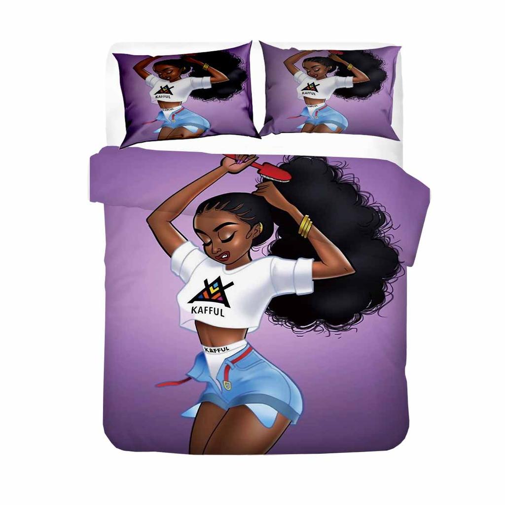Comforter Fashion Girls Beddings Adults Bedroom Comforter Set Twin Size135X200 Single Bedclothes African Girl Bad Set