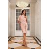 gold sequin one-shoulder short sleeve twist waist bodycon cocktail dress for women