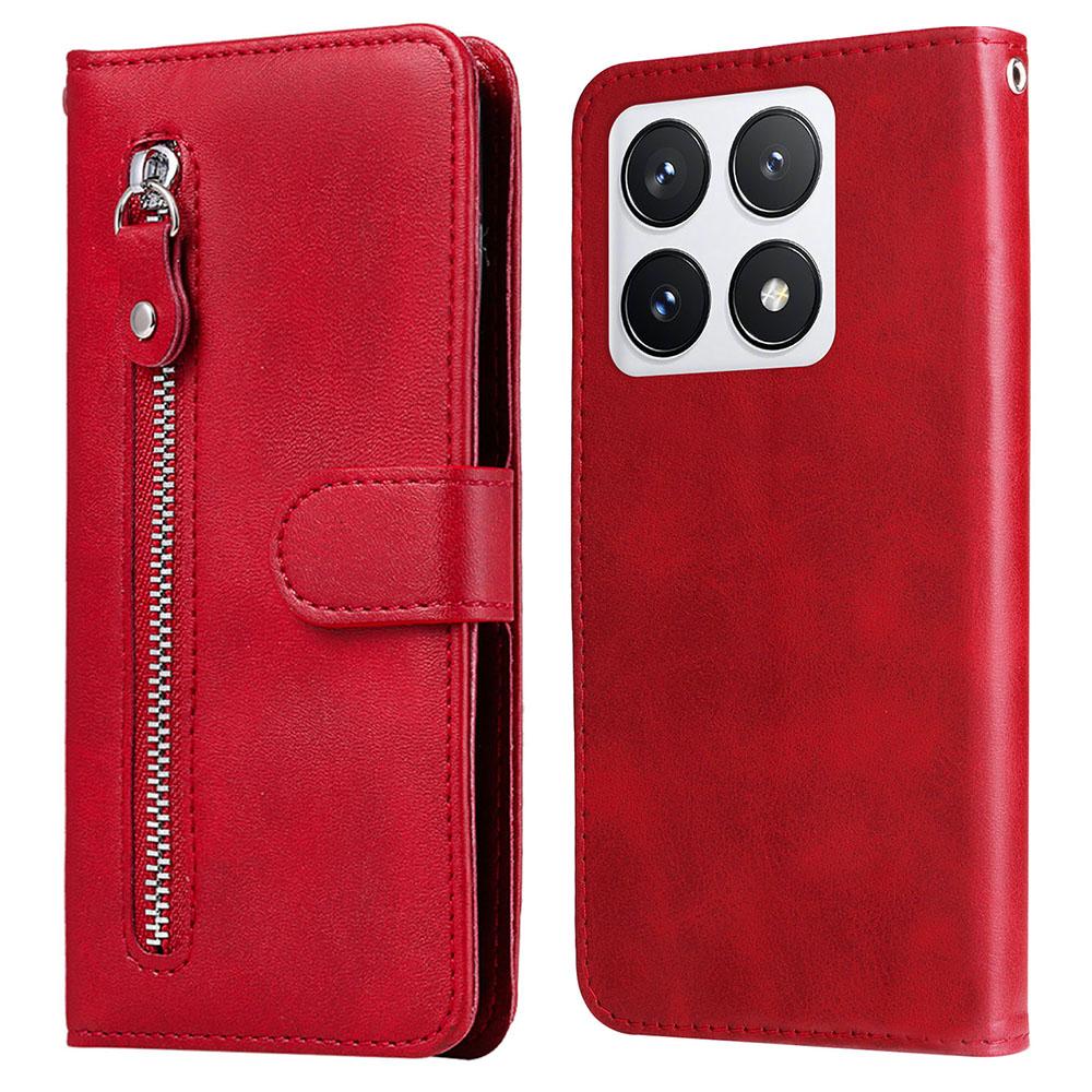 Etui na Xiaomi 14T Pro Portfel na zamek błyskawiczny Tekstura skóry cielęcej Skórzane PU Pokrowiec na telefon