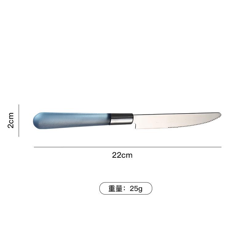 

Столовые приборы в западном стиле с пластиковыми ручками, матовые ножи, вилки, ложки из нержавеющей стали, набор столовых приборов, столовые приборы для кухни