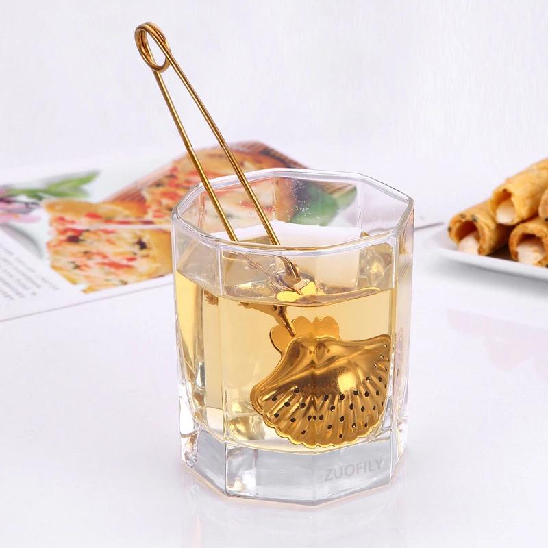 Stainless Steel Star Shell Heart Shape Tea Infuser Loose Leaf Tea Locking Teaspoon Mesh Filter Tea Strainer Kirchen Tool Set