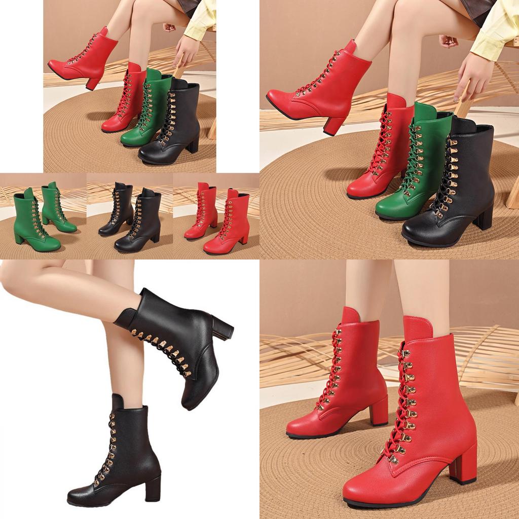 Stylowe damskie krótkie buty typu Martens z nitami i sznurowanym designem na jesień i zimę