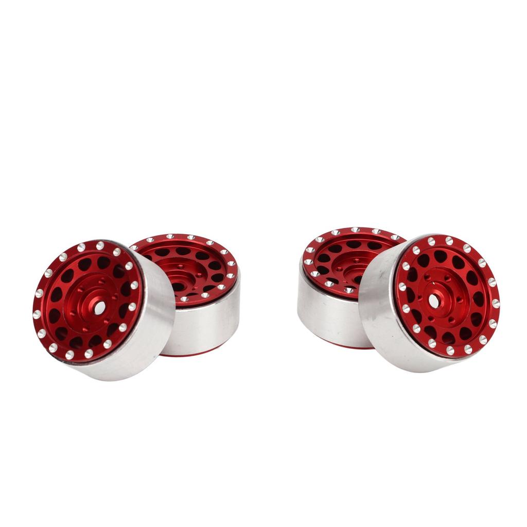 4 PCS RC Beadlock Wheel Hubs Aluminum Alloy RC Wheel Rims Hub for Traxxas 1 18 RC Cars for Axial SCX24 1 24 RC Cars Red