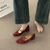Französisch dicker Absatz Retro eckige Spitze mit Mary Jane Schuhen Spät Abendwind vielseitig nicht müder Fuß mittlerer Absatz Pendeln einzelne Schuhe Frauen