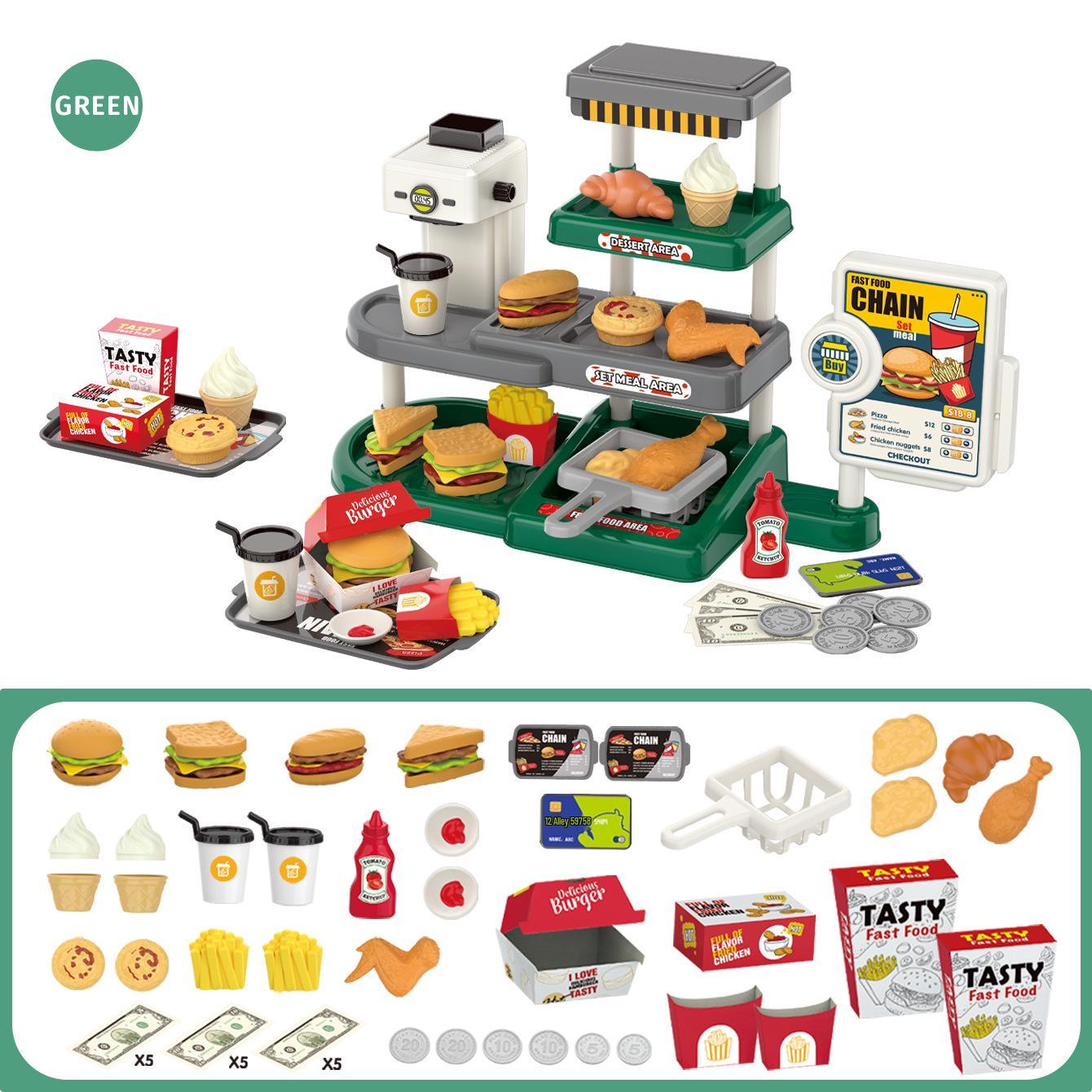 Kids Pretend Play Hamburger BBQ Grill Toy Set