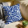 Cushion Cover Washed Linen Soft Breathable Decorative Case for Sofa Home Pillow Cover Elegant Blue Floral