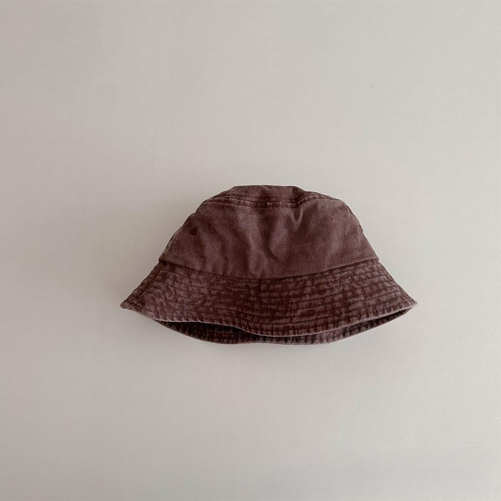 Japanischer Retro Gewaschene Einfarbige Kinder Stil Große Krempe Fischerhut Alter Baumwolle Baby Sonnenschutz Sonnen Eimerhut