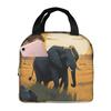 Dusk Elephant Herd African Savannah Elephant Insulated Lunch Bag for Women Kids Leakproof Food Boxes Thermal Lunch Box Tote