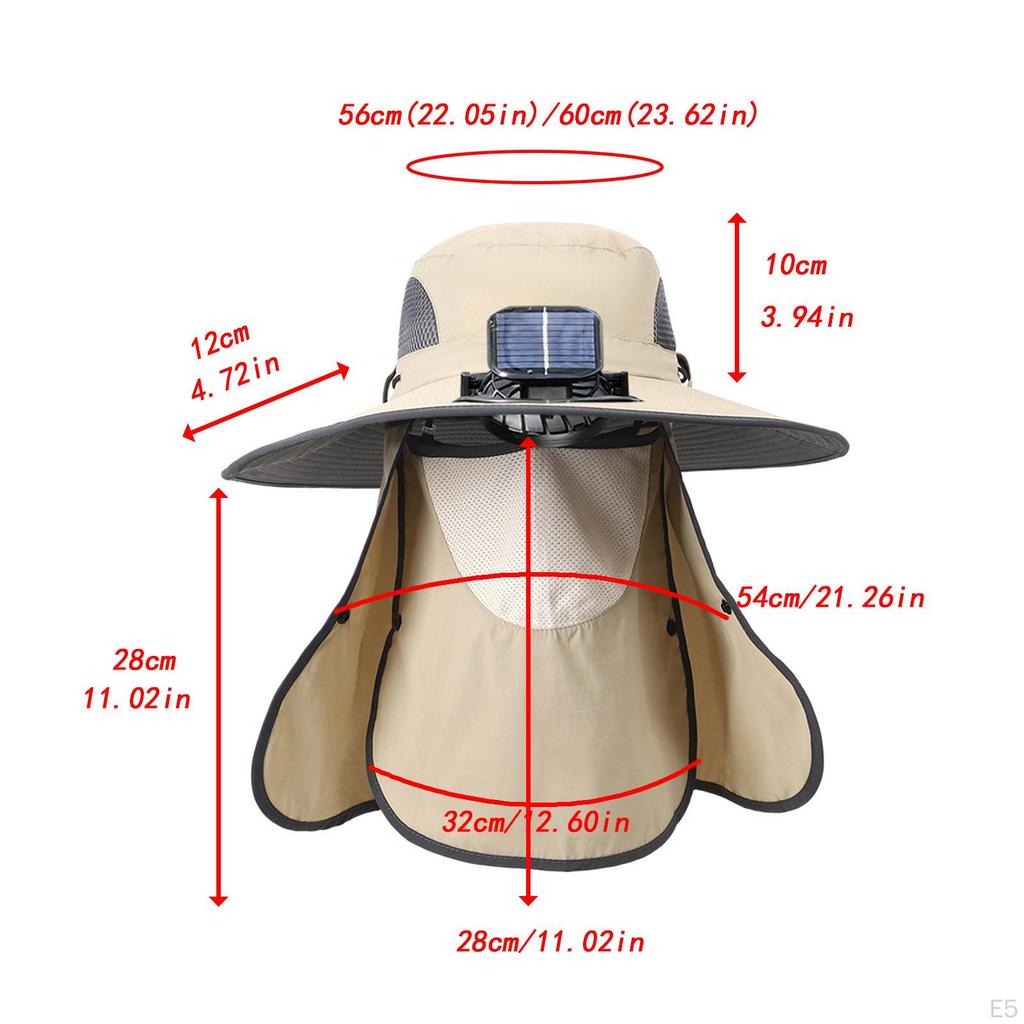 Outdoor Solar Fan Hat Fisherman Lightweight Adjustable Cooling Sun Protection Fishing
