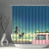 Summer Holiday Retro Cartoon Bus Shower Curtains Vintage Surfboard Palm Tree Bathroom Partition Decor Bathtub Curtain with Hook