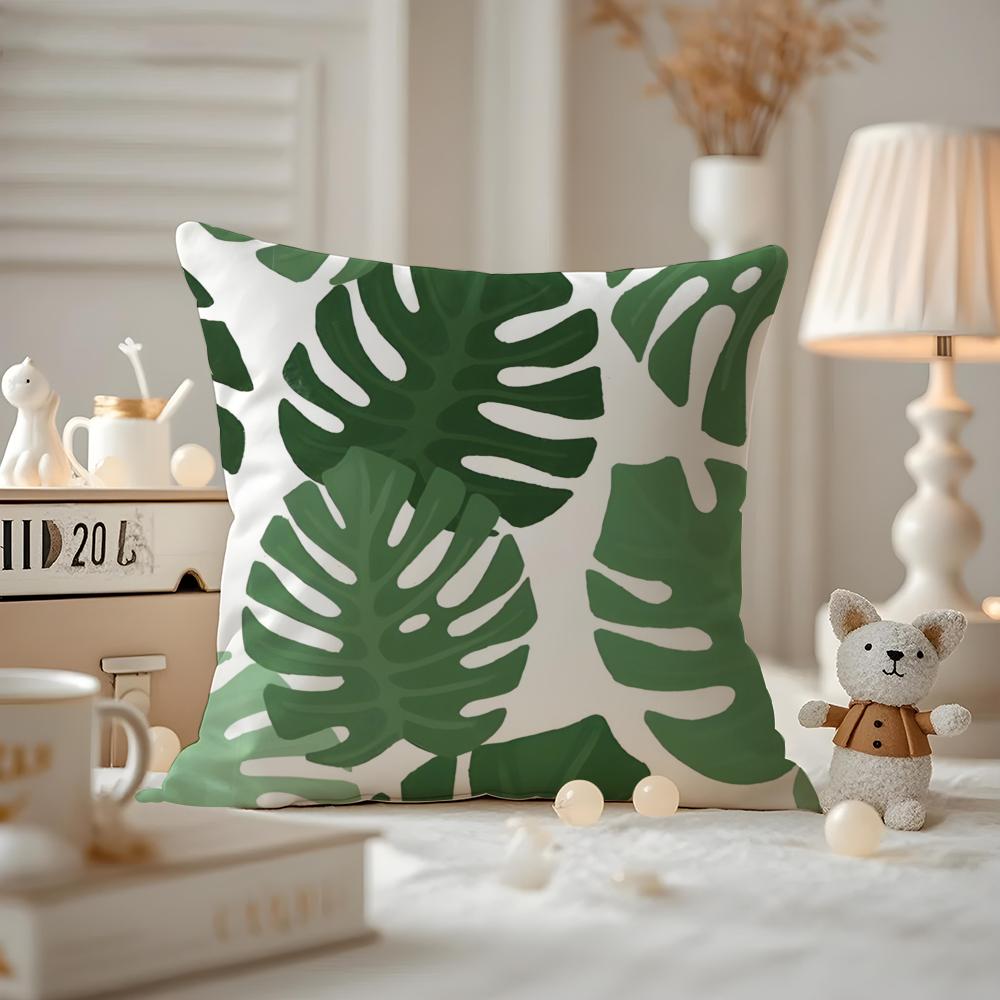 Modern style Leaf Cushion Cover Antidustmite Pillowcase Invisible zipper silky short plush Sofa cushion cover