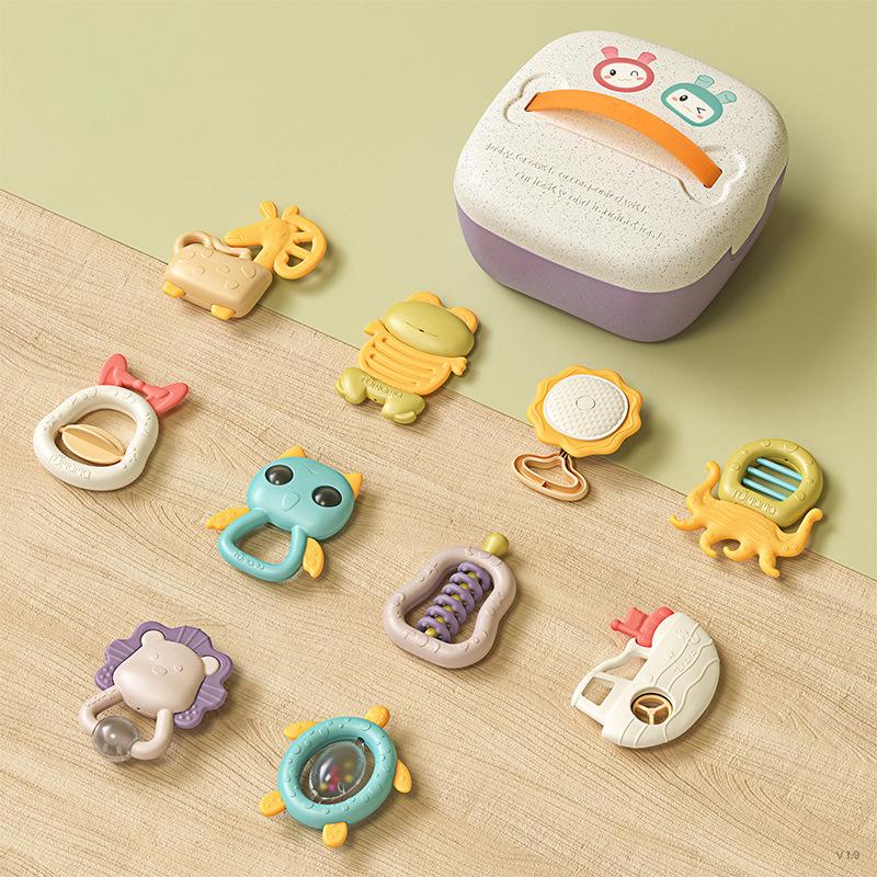 10 Pack Baby Rattle Toys with Storage Box,Infant Grab and Spin Rattles, Early Educational Toys for Newborn Baby Gifts 3, 6, 9,12 Months Girls and Boys