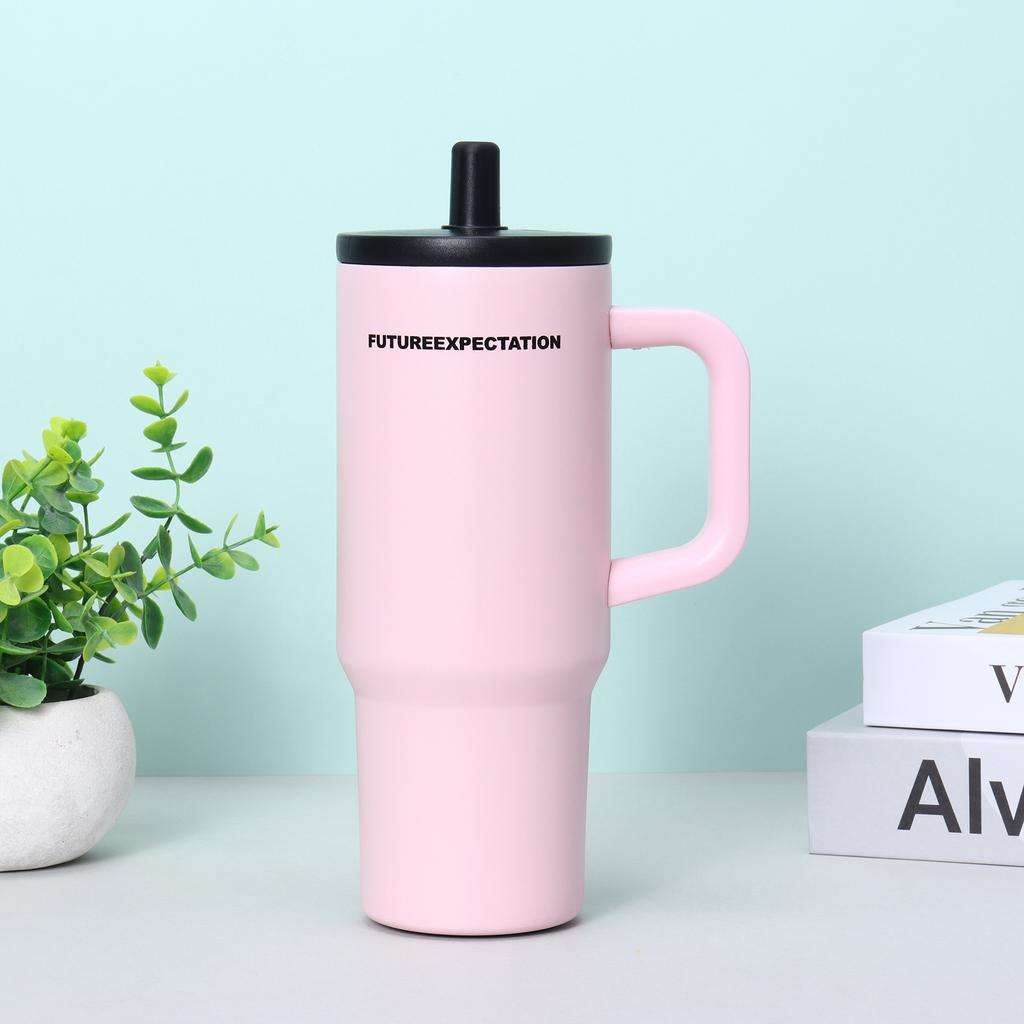 New 304 stainless steel thermos cup large capacity water cup straw cup cold car ice cup birthday gift