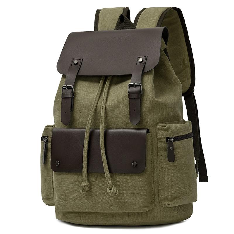 TS JYL Laptop bag,Vintage Canvas Backpack Drawstring Flip Design Outdoor Commuter Bag