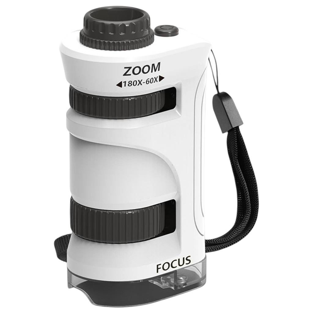 60X-180X LED Pocket Microscope Built-in LED Light with 60x-180x Magnification for Children Students Adults Laboratory School