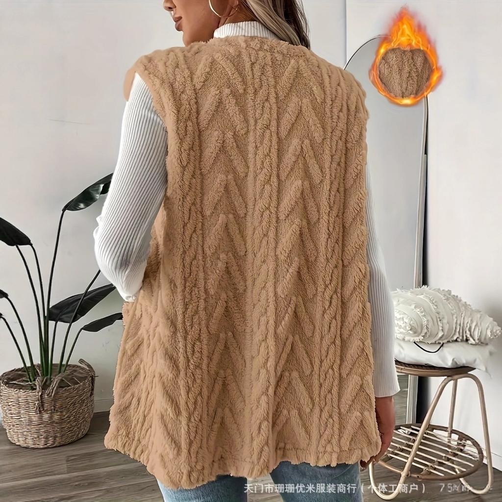 Ny høst- og vintervest med pelskåpe og allsidig jakke, med camisole-skulder og vest i imitert lammeull