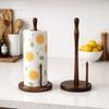 Freestanding Wooden Paper Towel Holder Stable Anti-Skid Vertical Tissue Stand Space Saving Disposable Paper Holder for Kitchen
