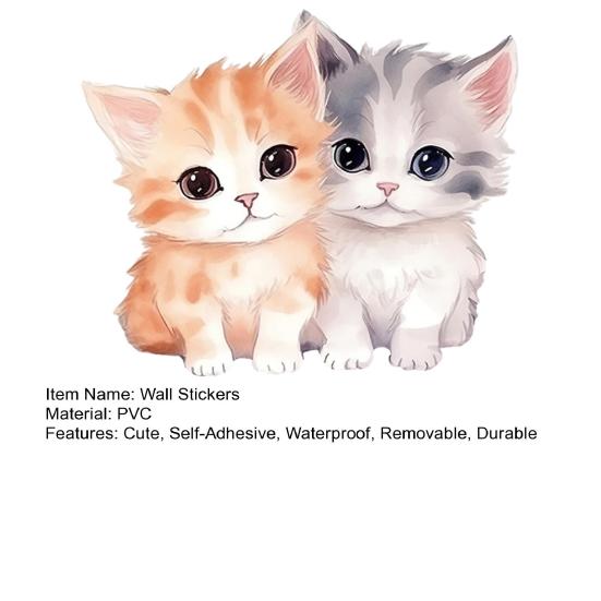Yousheng Watercolor Animal Couple Wall Stickers, Waterproof Self-Adhesive PVC Decals, Cute Home Decor Healing Art for Kids