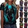Women's Short Sleeve Crewneck T-Shirt with Halloween Print for Casual Daily Wear