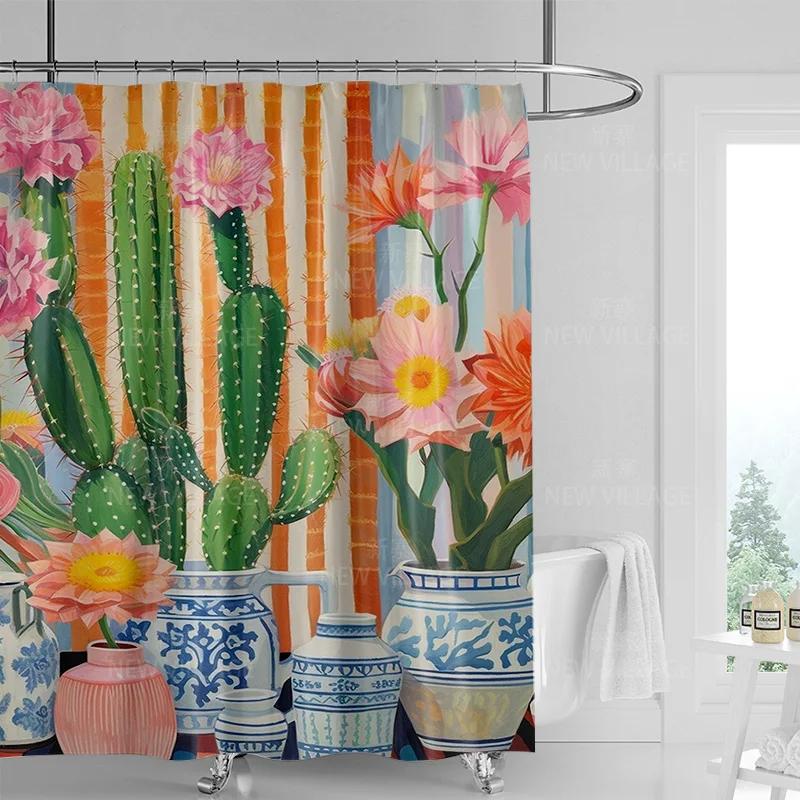 Minimalistický sprchový závěs s rostlinným motivem, moderní dekorace koupelny a toalety, soukromý závěs 180x180cm voděodolný sprchový závěs