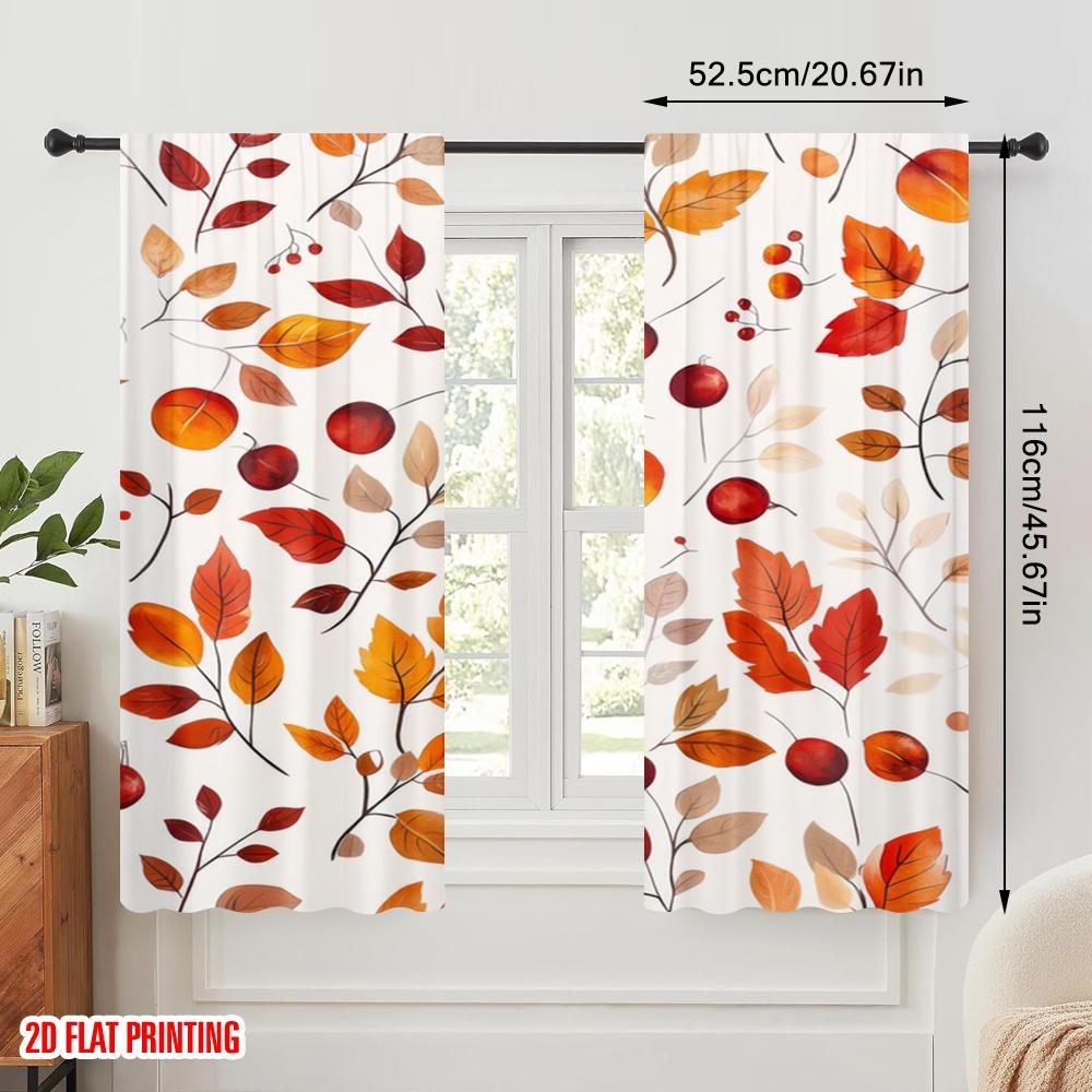 2 szt., druk płaski 2D Zasłony Drukowane cyfrowo Jesienna fantazja Wszechstronne Trwałe Poliester (bez pręta) Dekoracje zewnętrzne