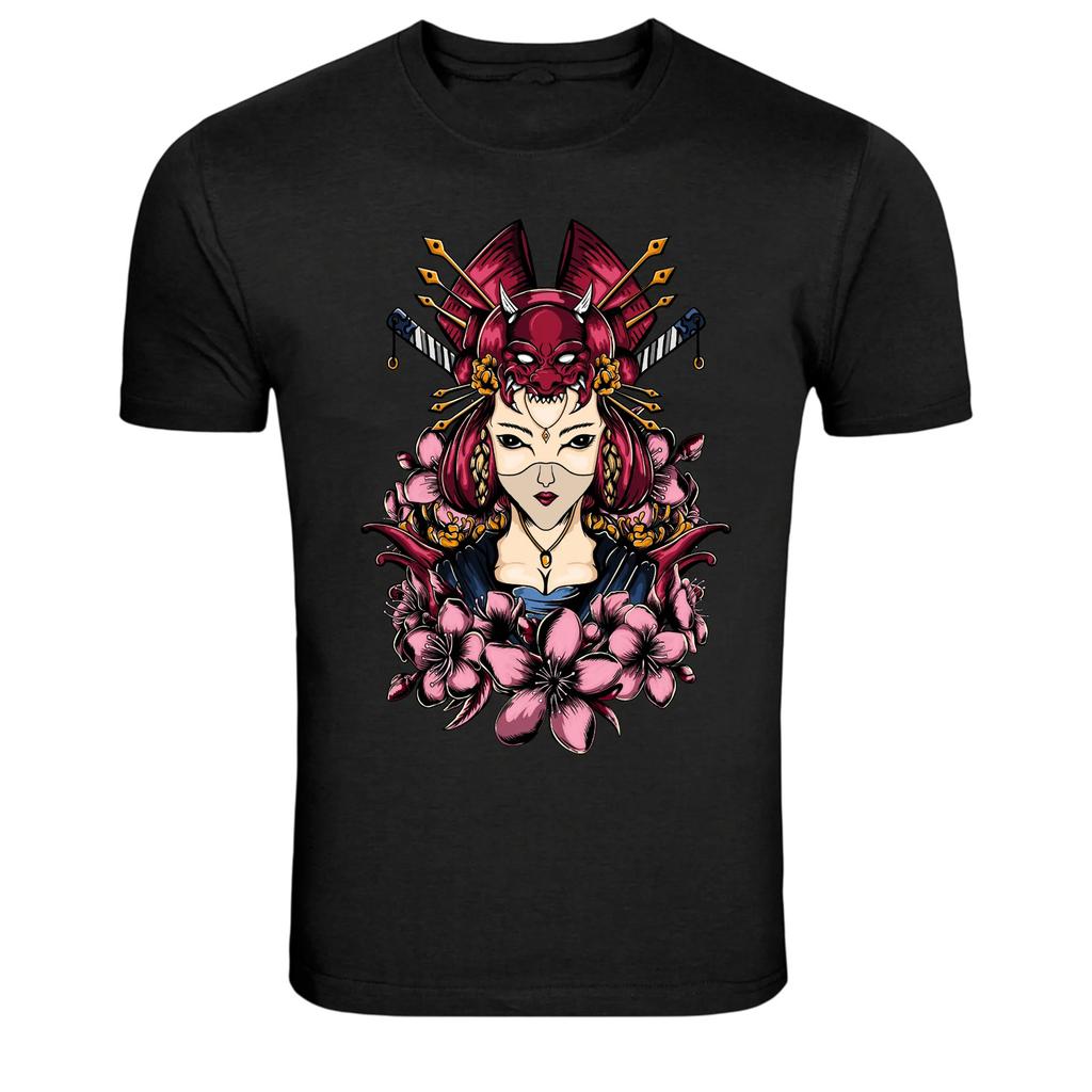 Geisha Demon Mask Japanese Art Graphic T-Shirt