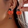 Creative Cartoon Akimbo Pumpkin Leg Dangle Earrings for Women Halloween Enamel Spider Drop Earring Festival Party Jewelry Gifts