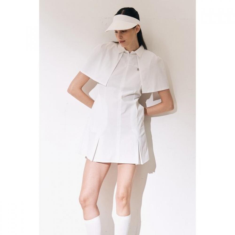 

Bermudagrass Cape Detachable Sleeveless Dress White M