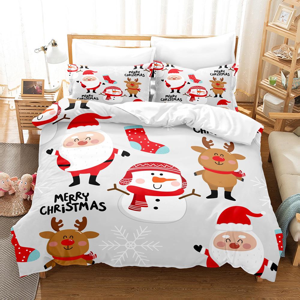 3D Digital Printing Three-Piece Set, Santa 2 Printing Bedding Kit