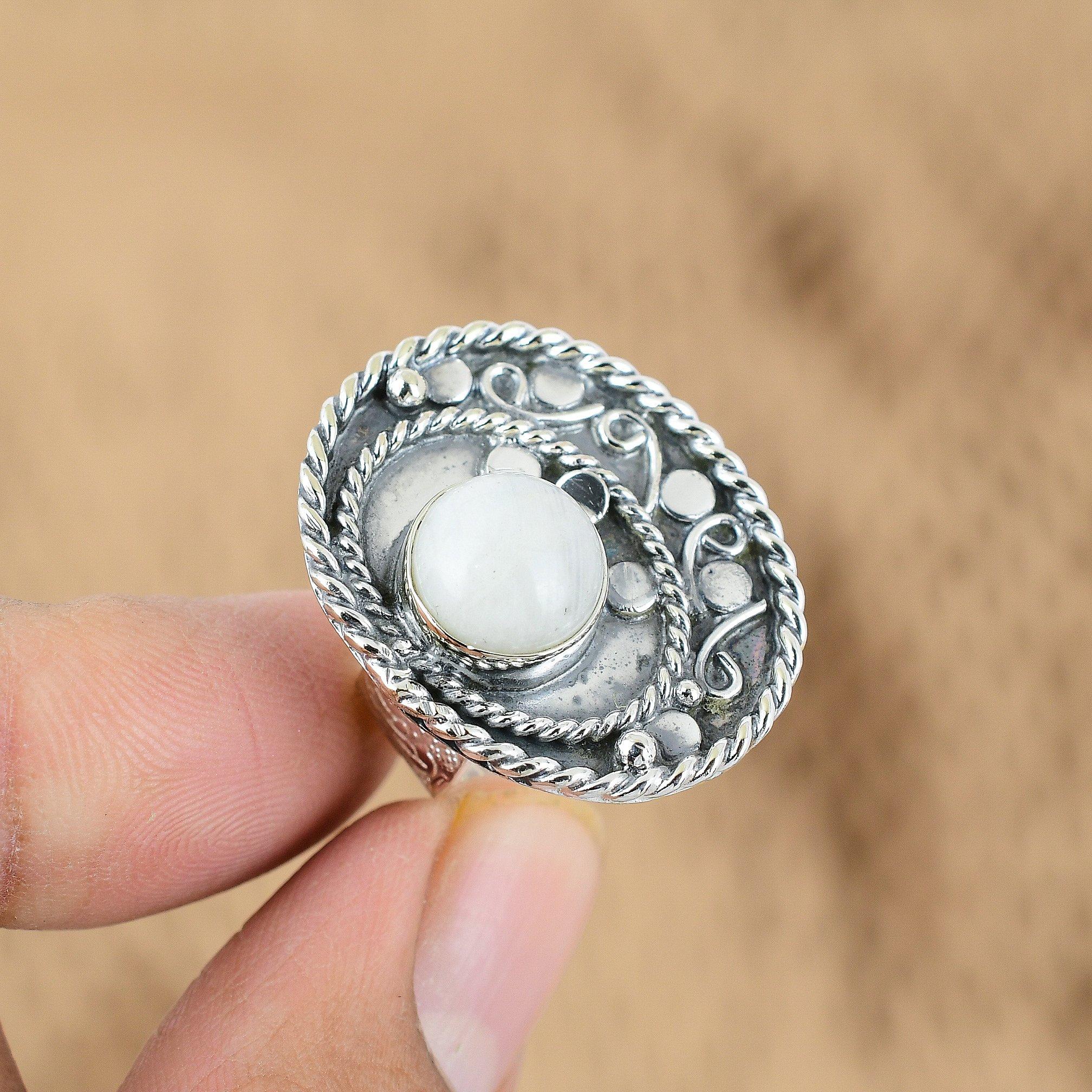 

Natural Rainbow Moonstone 925 Silver Multi Stone Adjustable Ring For Girls Yes