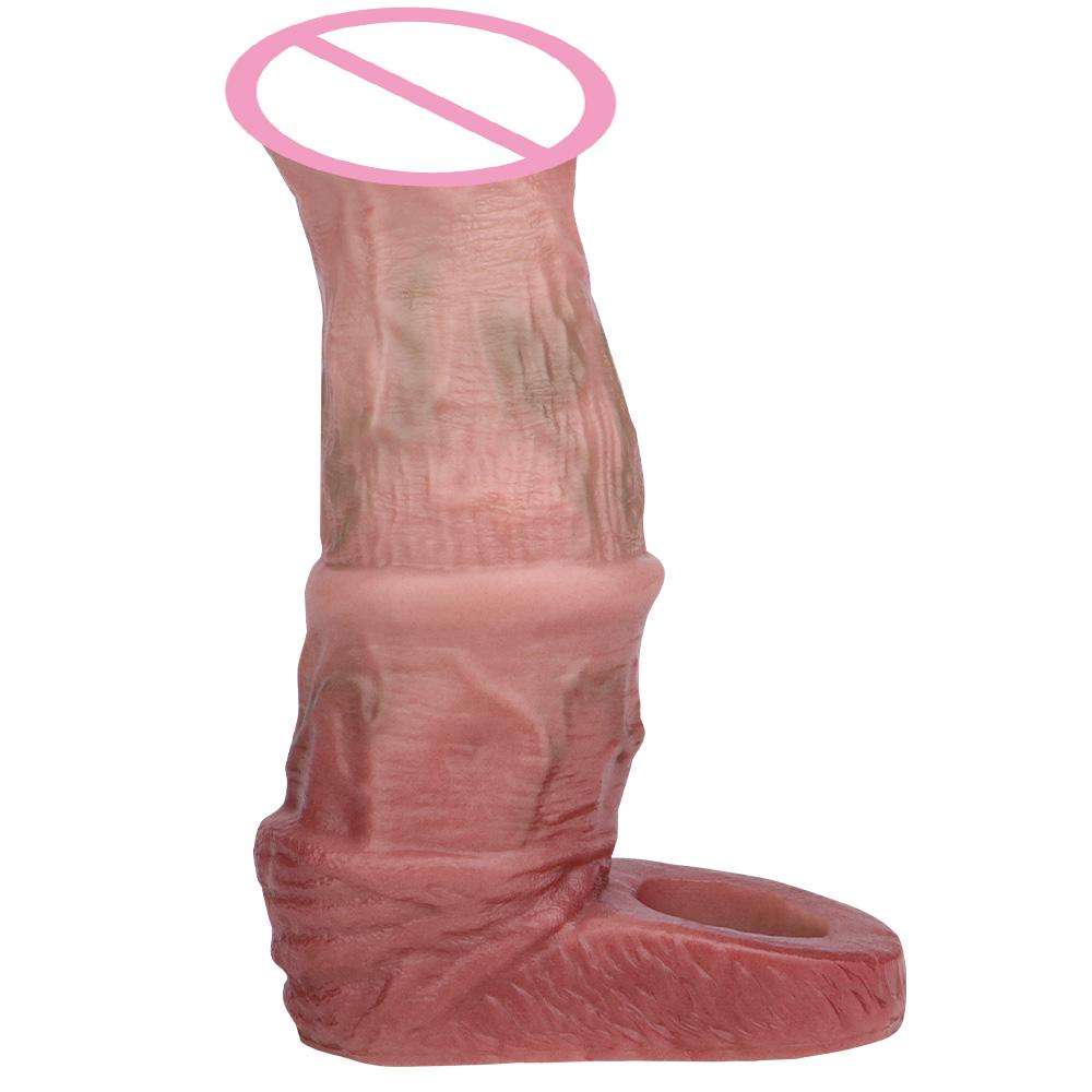Wearable Realistic Male Penis Sleeve for Man Cock Sex Toys Artificial Penis Enlarge Condom Penis Extender Lock Sperm Condom