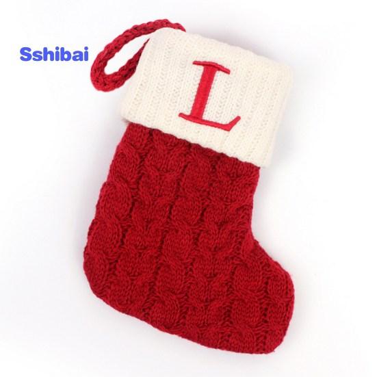 Christmas Sock Ornament with Lanyard Large Capacity Rich Color Classic Letter Design Stocking Hanging Decoration