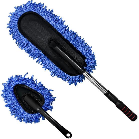 2 PCS Microfiber Car Duster, Scratch Free Auto Exterior Interior Large Dusting Cleaning Brush, Multipurpose Vehicle Dust Cleaner with Extendable