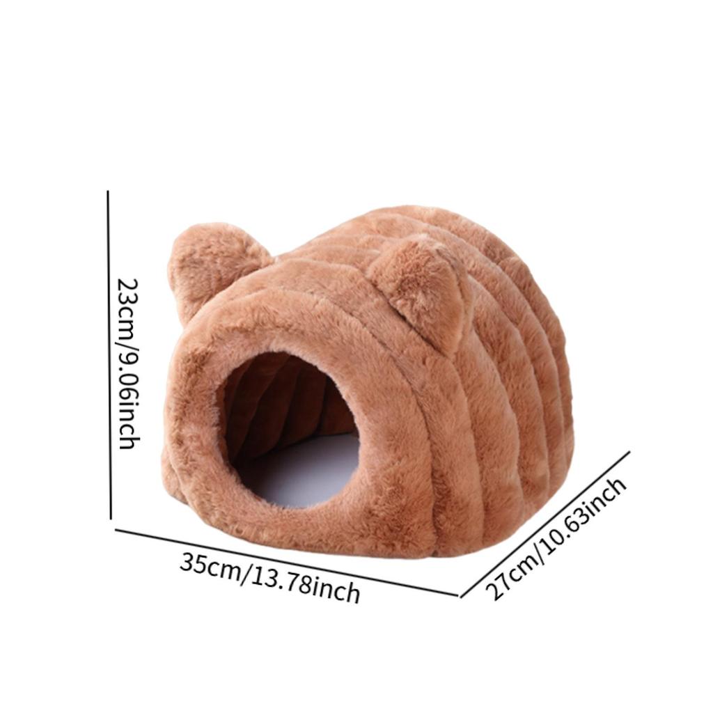 Semi Enclosed Hamster Bed Cave House Soft Velvet Shelter Warm Nest for Small Pet Habitat