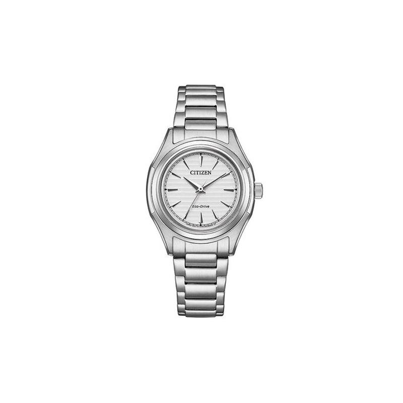 CITIZEN 100 meters waterproof, solar Quartz, Steel Strap, , women s watch, silver dial FE2110-81A серебряный