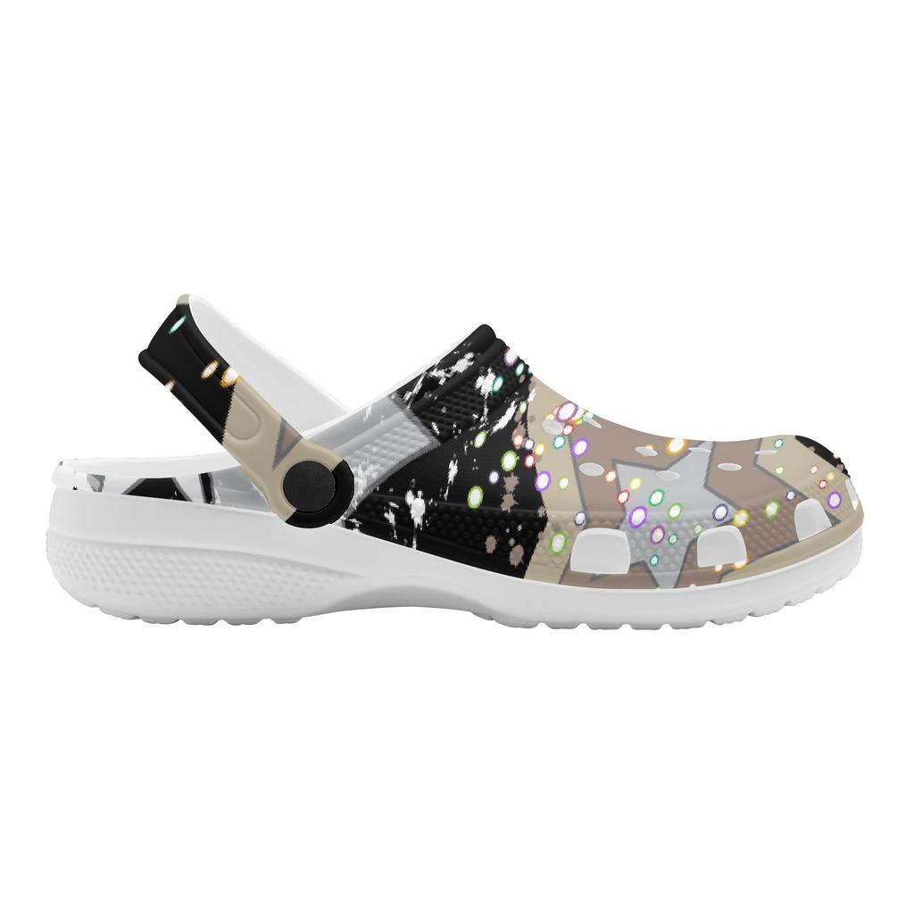 Women Men Color Print EVA Clogs Breathable Lightweight Slip On Garden Shoes for Beach Pool Bathroom Home Sandals Travel Wear