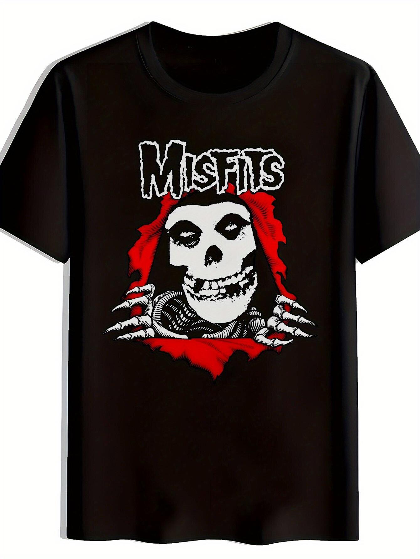 Misfits Graphic T-shirt - Black Short Sleeve Crewneck with Skull & Text Design S