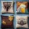 Beer Wine Retro Style Cushion Cover Soft Decorative Pillow Case Suitable for Bedroom Sofa Car Travel Use