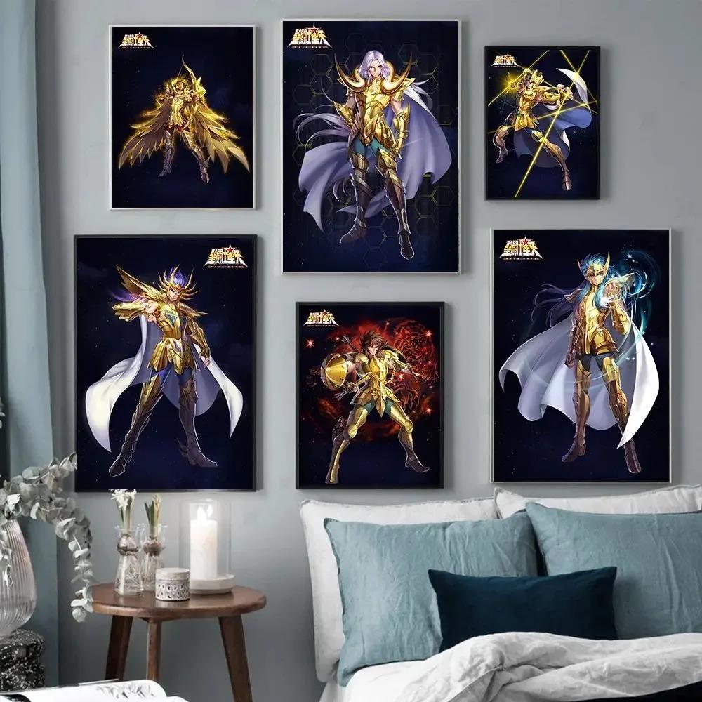 Stampa di Poster Classico Anime Giapponese Saint Seiya Cartone Animato Vergine Cavaliere d'Oro Pittura su Tela Arte da Parete Immagini Soggiorno Decorazione Casa