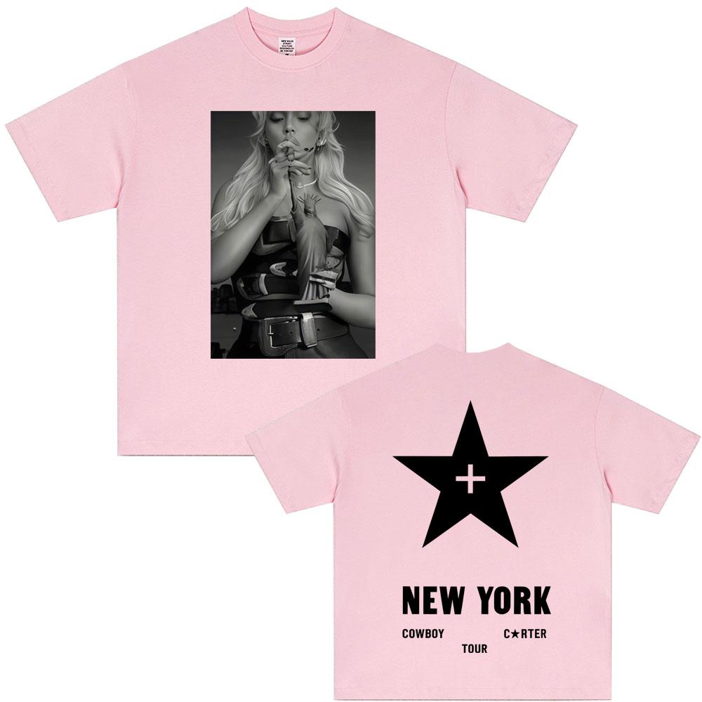 Beyonce Cowboy Carter New York Tour Tshirt Men Women Casual Cotton Vintage T Shirt Male Fashion Pop Music Short Sleeve Tshirts