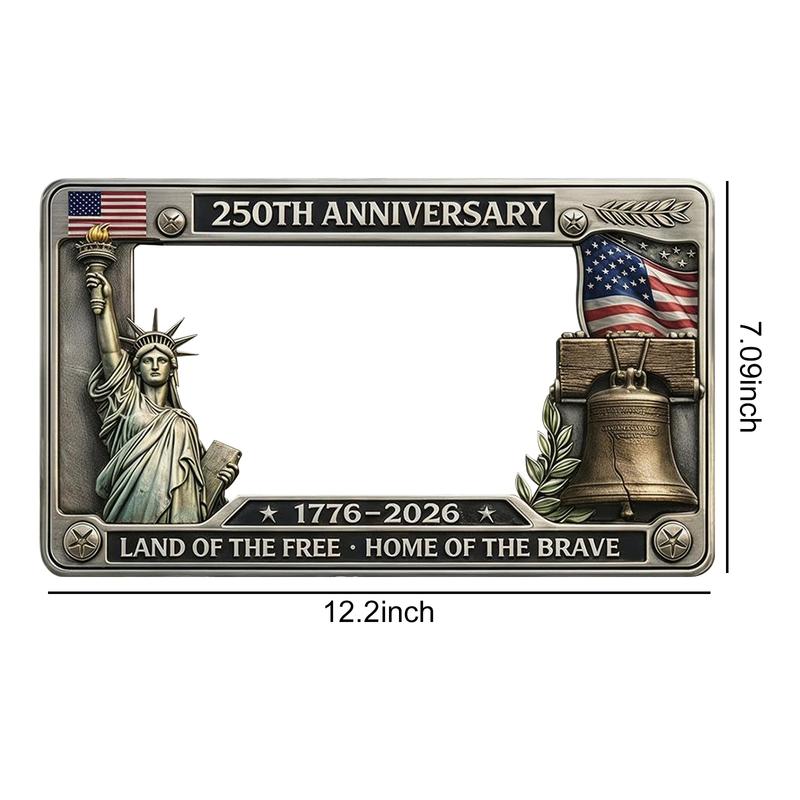 2PCS 250th Anniversary License Plate Holder Easy To Install Sturdy Car License Plate Frame for Patriots and Commemorative Days