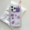Anti-Fall Purple Cat iPhone 15/16/17 Pro Max Case - Double Layer, Compatible with iPhone 13/14