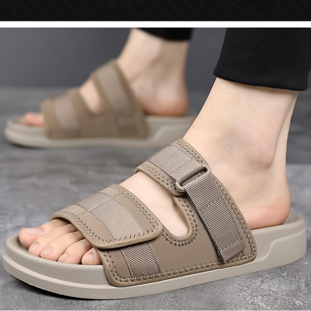 Men's Slippers Summer New Trendy Fashion Versatile One Word Drag Wear Soft Soled Beach Shoes Summer Men Sandals