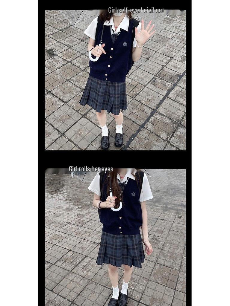 Original Takinogawa Gakuen Herbst Strick Cardigan Weste - Grauer Westenpullover für den Frühling