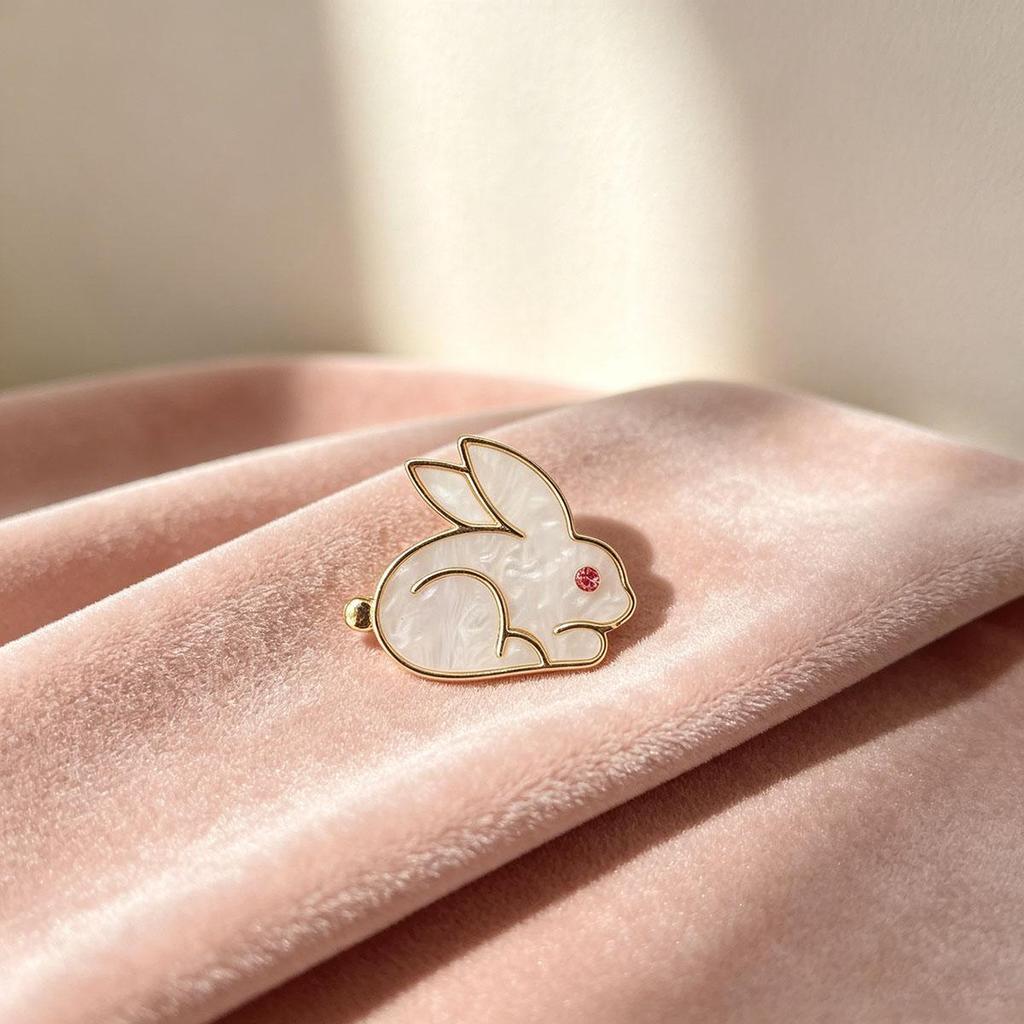 New Rabbit Brooch for Women, Brooch Pin Accessory, High-end Suit Anti-Slip Fixed Buckle Shirt Accessory for Women