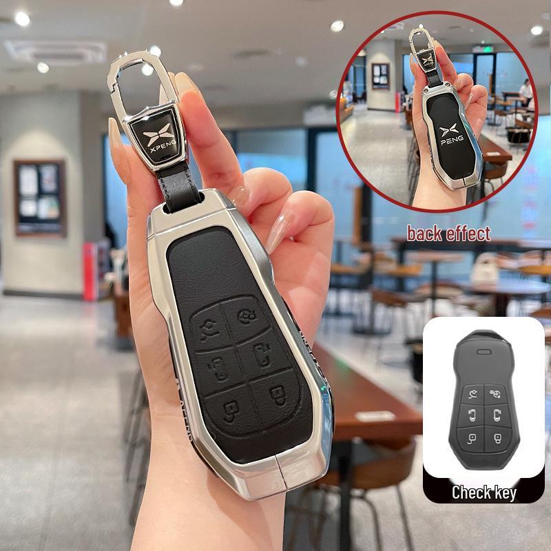 Metal Leather Key Case for 25 Xiaopeng Models: Fits X9, G6, P7i, G9, P5, G3