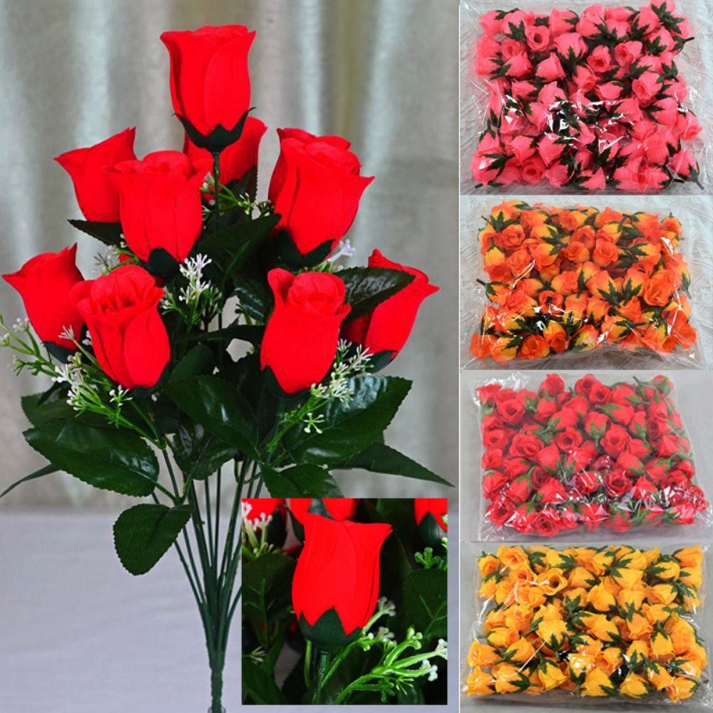 100PCS/bag 3.5*5cm Artificial Bud Flower Diy Christmas Decorative Wreaths Brooch  Home Decor
