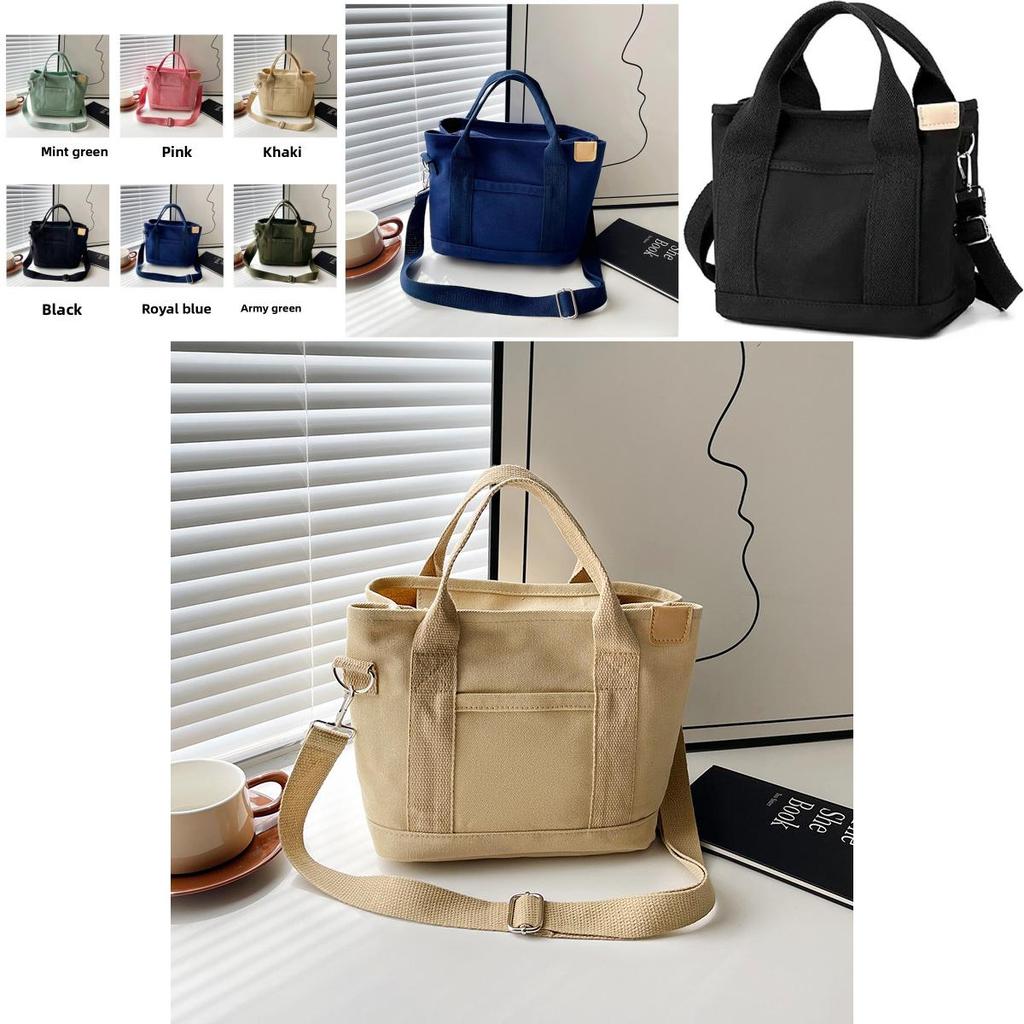 Canvas Tote Bag For Women With Zipper Pocket Casual Street Fashion Daily Use
